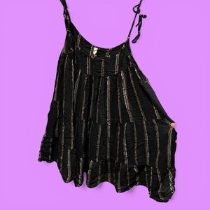 Cute breezy gauzy textured stripe mini dress tie straps swingy whimsigoth boho